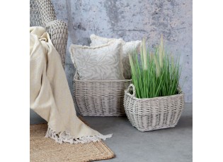 Sada 2ks proutěných košů s uchy French Basket Grey – 41*31*33/ 33*24*28 cm