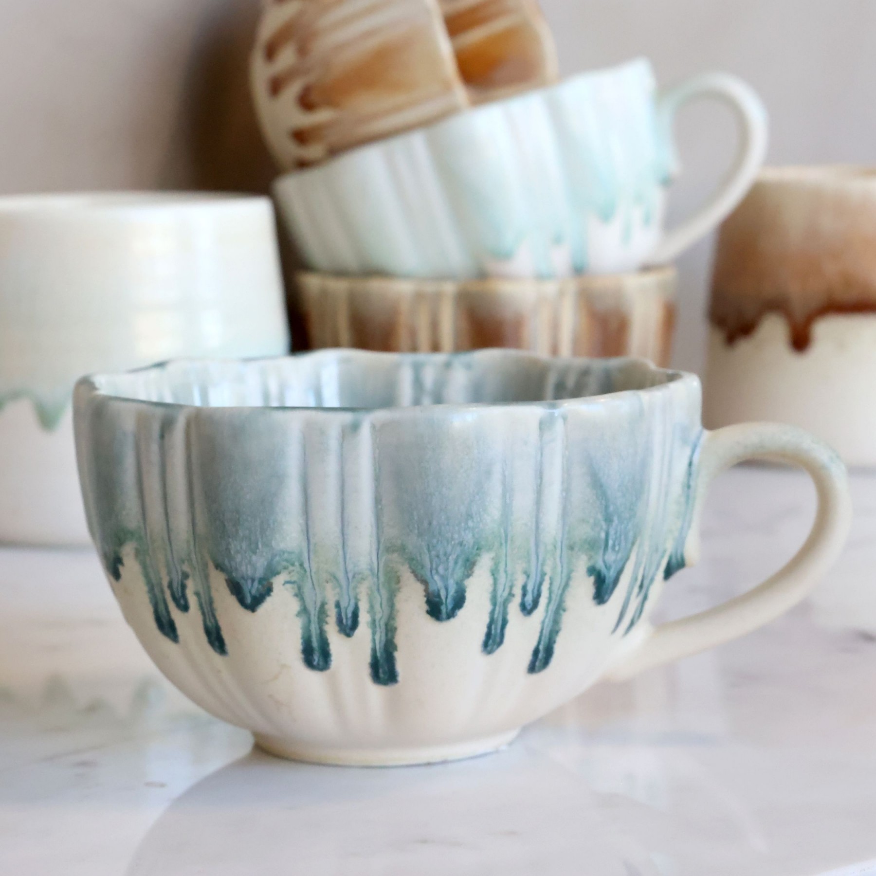 Porcelánový šálek se stékající glazurou New Bone China Opal – Ø 11*6,5 cm