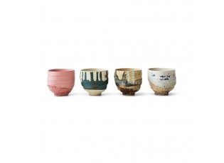 Sada 4ks uměleckých keramických hrnků na kávu Artist Ceramics – 8*8*7,5 cm/ 250ml