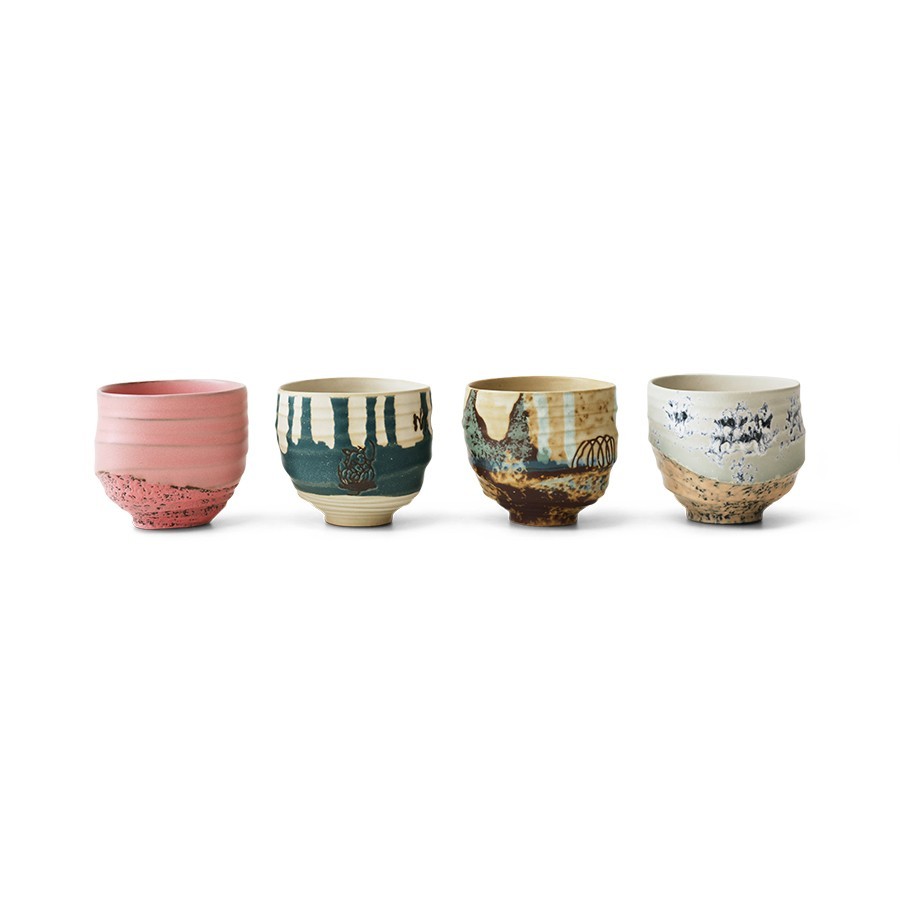 Sada 4ks uměleckých keramických hrnků na kávu Artist Ceramics – 8*8*7,5 cm/ 250ml HKLIVING Sada 4ks uměleckých keramických hrnků na kávu Artist Ceramics – 8*8*7,5 cm/ 250ml HKLIVING