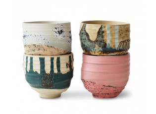Sada 4ks uměleckých keramických hrnků na kávu Artist Ceramics – 8*8*7,5 cm/ 250ml