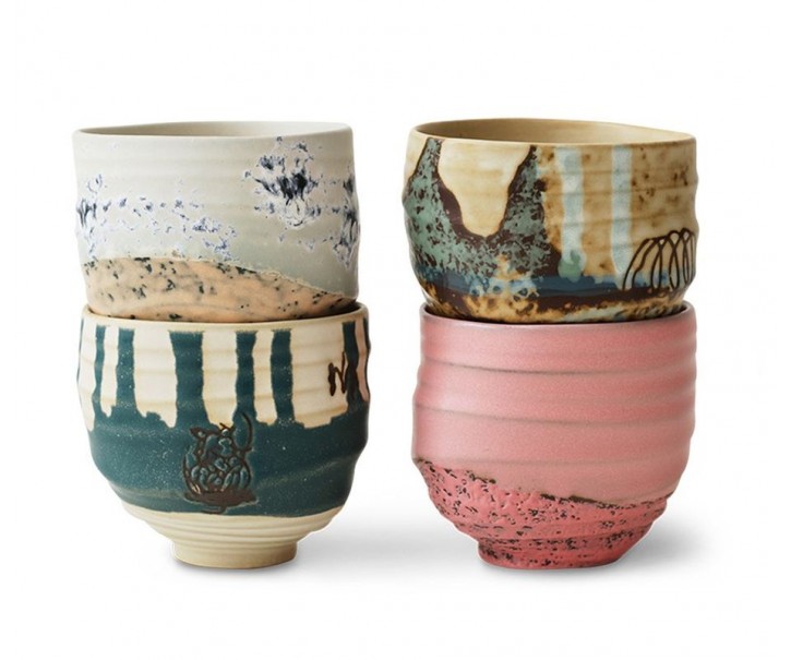 Sada 4ks uměleckých keramických hrnků na kávu Artist Ceramics – 8*8*7,5 cm/ 250ml HKLIVING