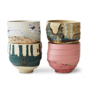 Sada 4ks uměleckých keramických hrnků na kávu Artist Ceramics – 8*8*7,5 cm/ 250ml
