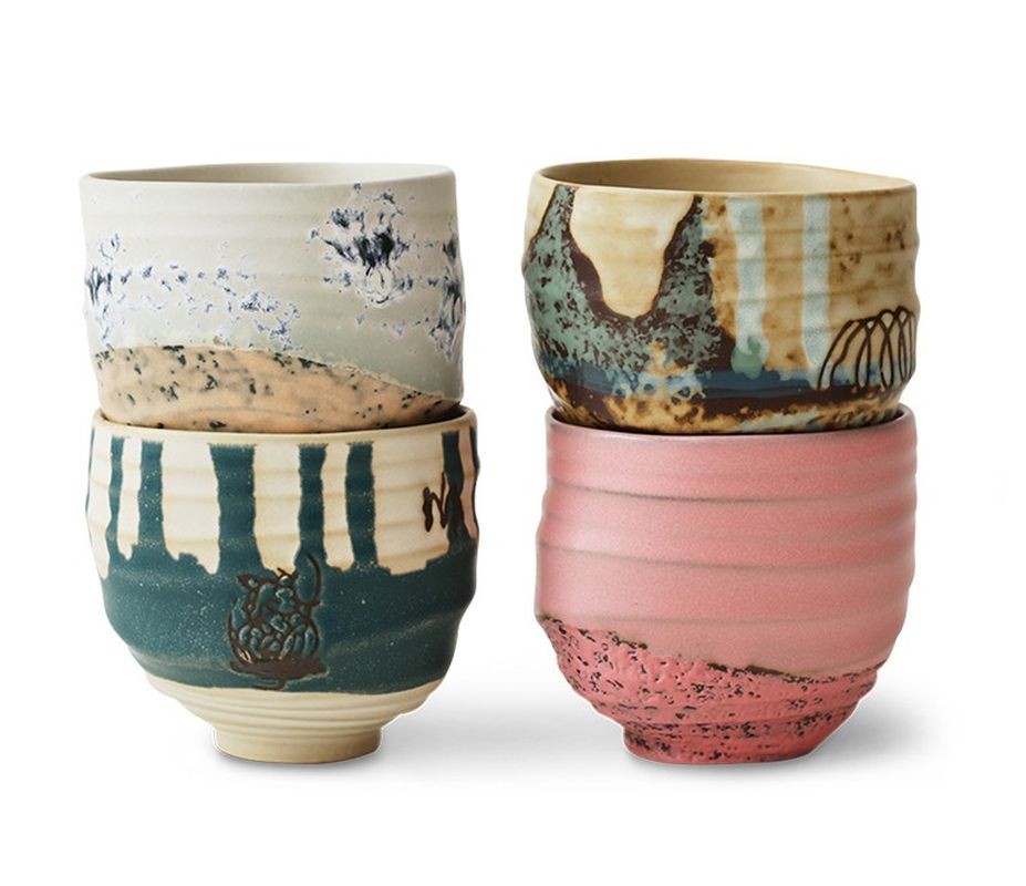 Sada 4ks uměleckých keramických hrnků na kávu Artist Ceramics – 8*8*7,5 cm/ 250ml