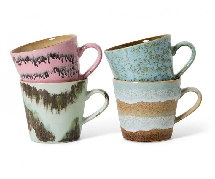 Keramické cappuccino hrníčky 70s ceramics dada sada 4 kusy vícebarevné – 9,5*12*8,5 cm HKLIVING