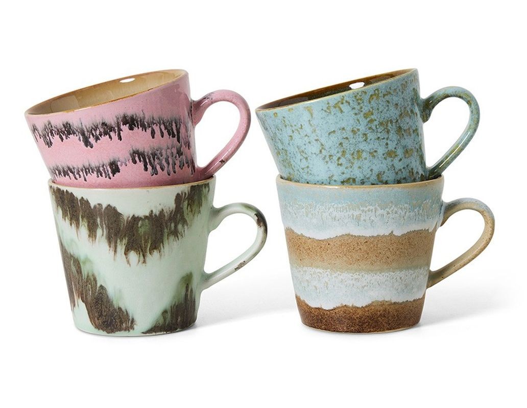 Keramické cappuccino hrníčky 70s ceramics dada sada 4 kusy vícebarevné – 9,5*12*8,5 cm