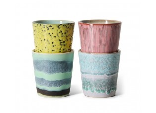 Sada 4ks kameninových hrnků na kávu 70s Artist – 7,5*7,5*8 cm / 230ml