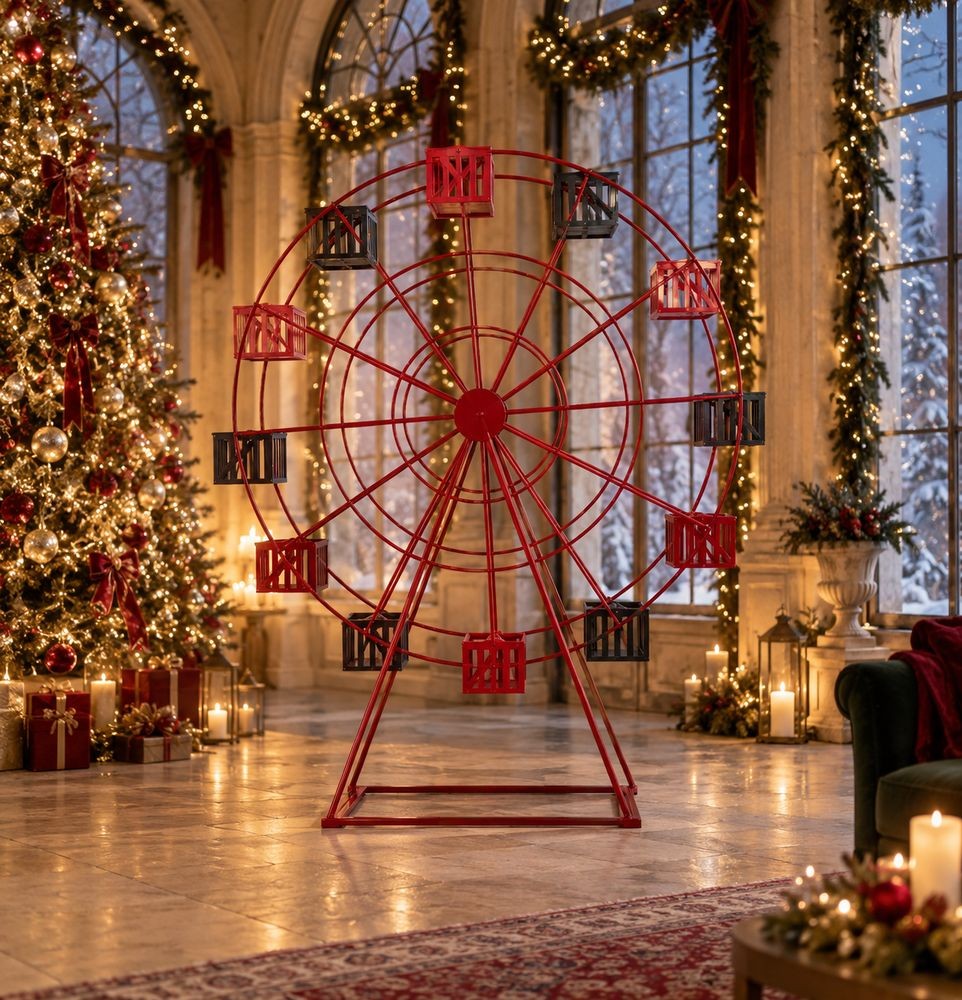 Vánoční dekorace červené veliké ruské kolo Giant Wheel - 167*59*170 cm Clayre & Eef Vánoční dekorace červené veliké ruské kolo Giant Wheel - 167*59*170 cm Clayre & Eef