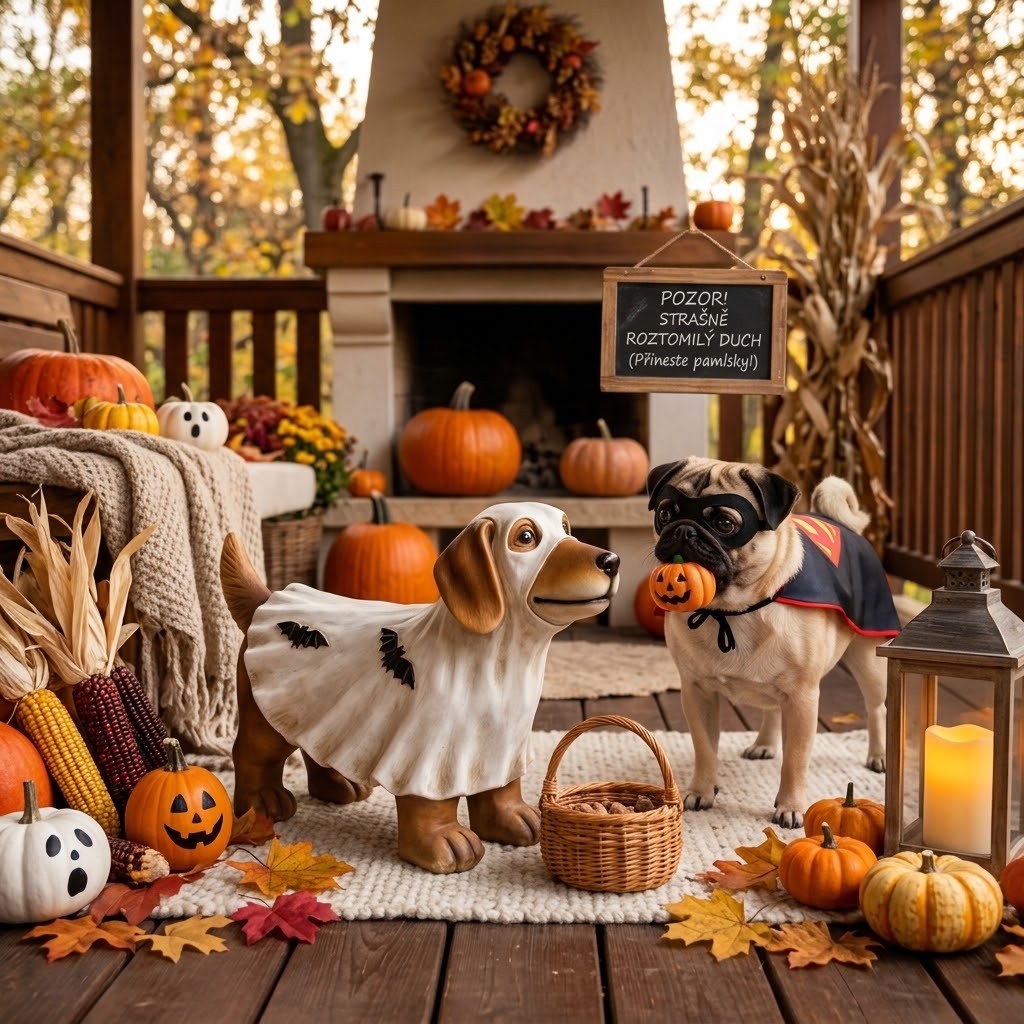 Roztomilá dekorační soška jezevčík v halloween převleku ducha - 69*21*42 cm Clayre & Eef Roztomilá dekorační soška jezevčík v halloween převleku ducha - 69*21*42 cm Clayre & Eef