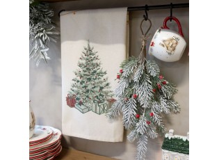 Béžová bavlněná utěrka Aix s vánočním stromkem Chic Antique – 50*70 cm