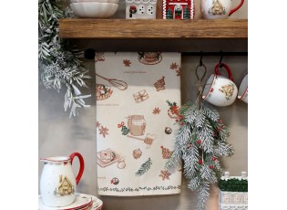 Béžová bavlněná utěrka Aix s potiskem vánočního pečení Chic Antique – 50*70 cm