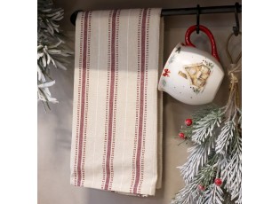 Béžová bavlněná utěrka Aix s cherry pruhy Chic Antique – 50*70 cm