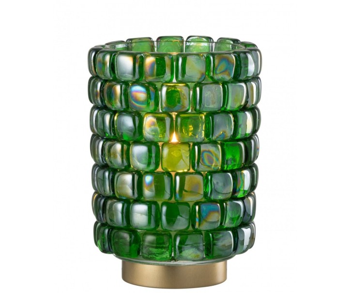 Hurricane velká čtvercová skleněná mozaika zelená – 14,5*14,5*20 cm J-Line by Jolipa