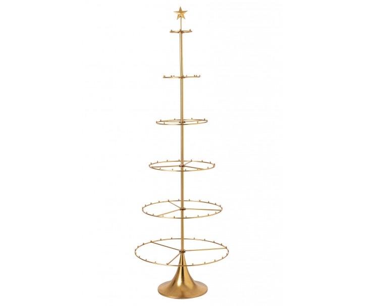 Zlatý kovový vánoční strom na zavěšení ozdob Tree Gold – 66*66*196 cm J-Line by Jolipa