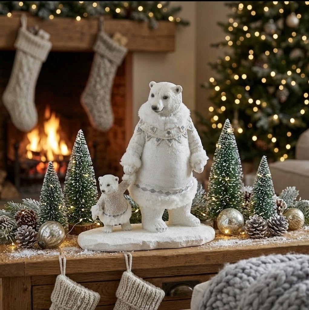 Okouzlující vánoční figurka polární medvědice s mládětem Polar Bear – 14*24*26 cm J-Line by Jolipa Okouzlující vánoční figurka polární medvědice s mládětem Polar Bear – 14*24*26 cm J-Line by Jolipa