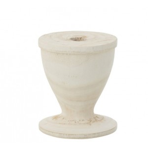 malý bílý dřevěný svícen – 12*12*15 cm
