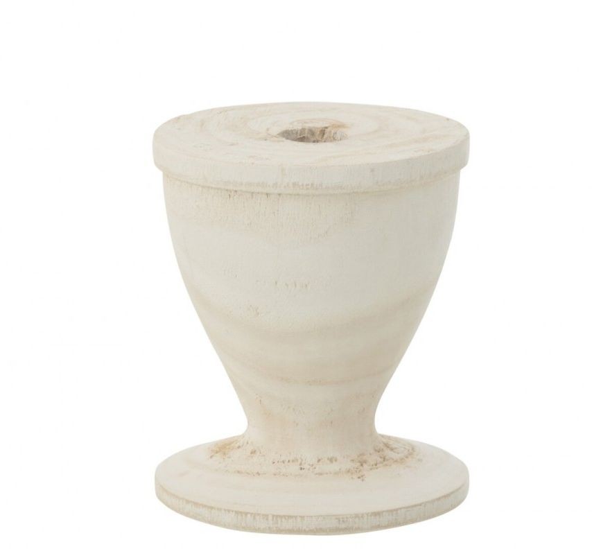 malý bílý dřevěný svícen – 12*12*15 cm