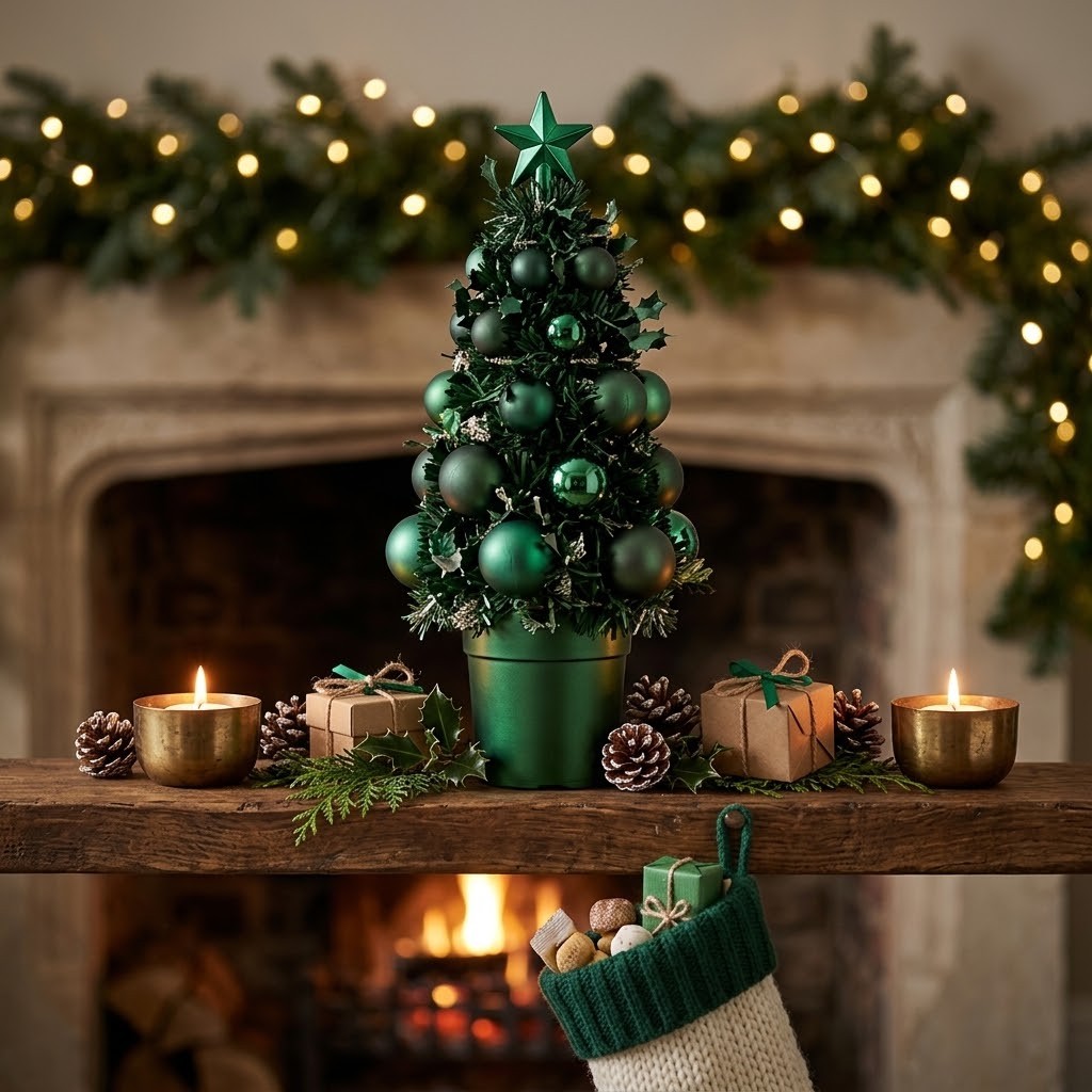 Zelená vánoční dekorace stromeček s ozdobami Chrism Bauble – 10*10*20,5 cm J-Line by Jolipa Zelená vánoční dekorace stromeček s ozdobami Chrism Bauble – 10*10*20,5 cm J-Line by Jolipa