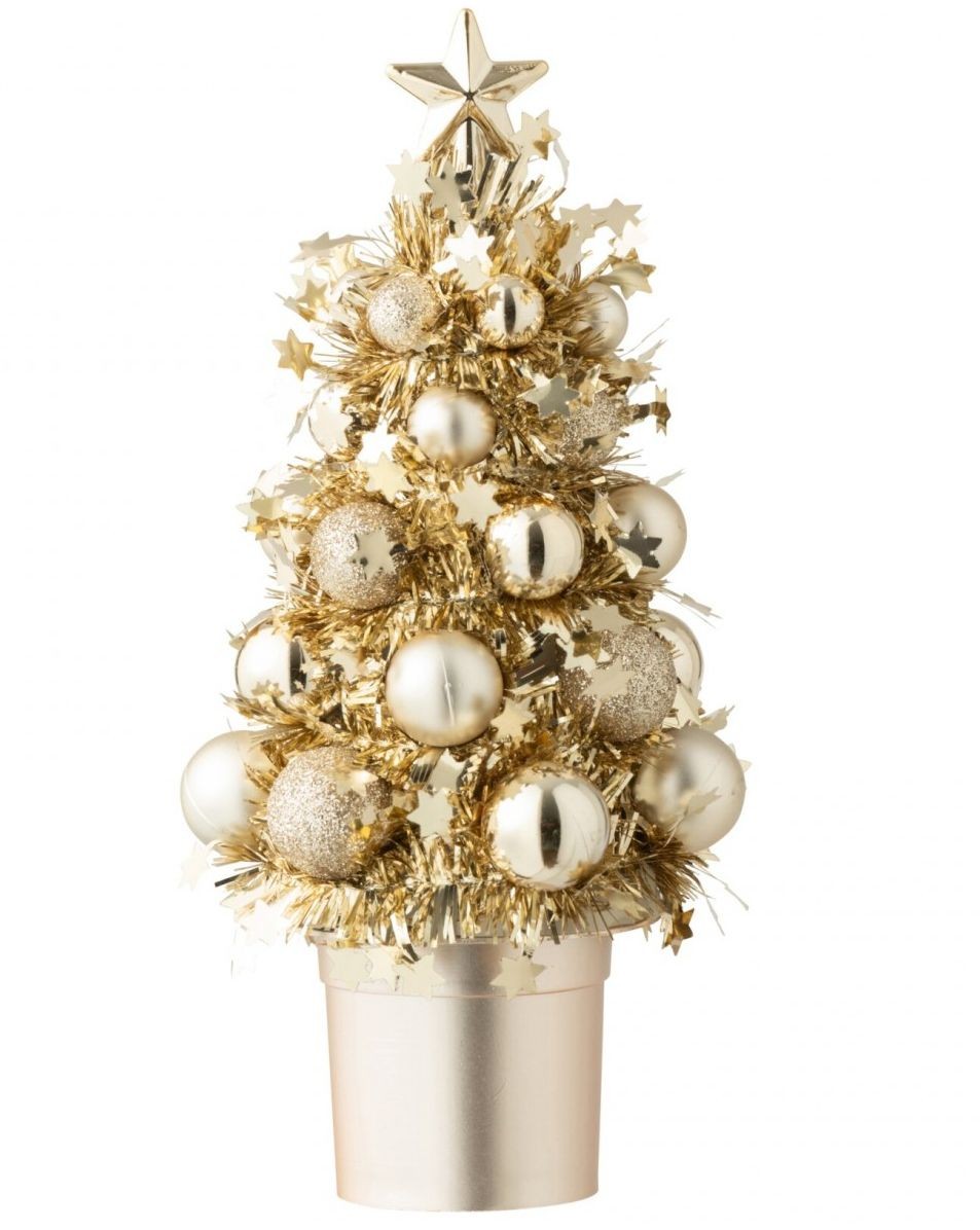 Zlatý vánoční dekorace stromeček s ozdobami Chrism Bauble – 10*10*20,5 cm