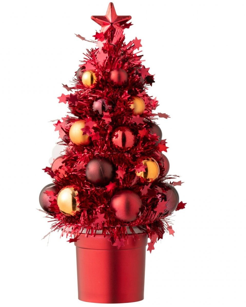 Červená vánoční dekorace stromeček s ozdobami Chrism Bauble – 10*10*20,5 cm