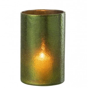 Velký zelený skleněný svícen Hurricane Green – 12*12*20 cm