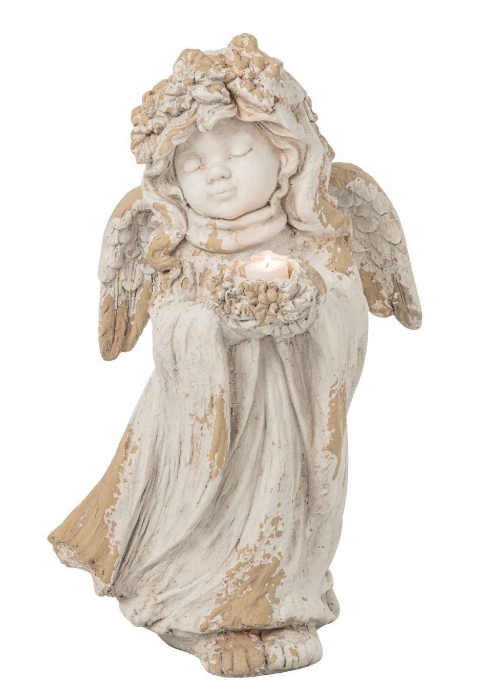 Béžová antik venkovní dekorace Angel na svíčku – 32*28*60 cm