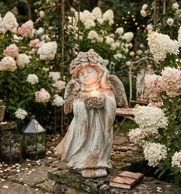 Béžová antik venkovní dekorace Angel na svíčku – 32*28*60 cm J-Line by Jolipa Béžová antik venkovní dekorace Angel na svíčku – 32*28*60 cm J-Line by Jolipa