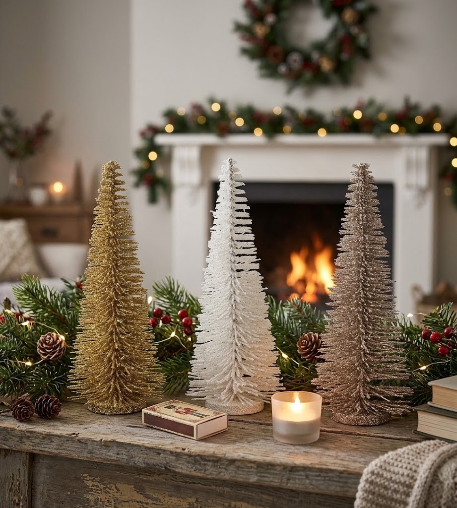 Champagne vánoční dekorativní stromek Glitter Tree – 5*5*15 cm J-Line by Jolipa Champagne vánoční dekorativní stromek Glitter Tree – 5*5*15 cm J-Line by Jolipa
