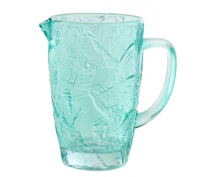 Azurový skleněný džbán kolibřík Hummin Bird - 19*12*19 cm / 1000 ml J-Line by Jolipa