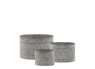 Sada 3ks zinkových květináčů se vzorem Zinc Antique – 18*13*12/ 15*11*10/ 12*9*9 cm