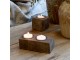 Svícen Grimaud ze starého dřeva a železa s 2 držáky hnědý Nature – 12*6*6 cm Chic Antique
