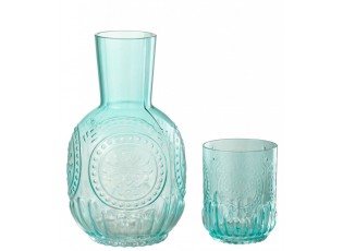 Skleněná tyrkysová sada karafa a sklenice Maya – 11*11*21,5 cm / 750ml