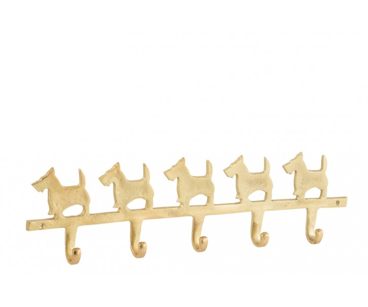 Věšák na kabáty Dogs z hliníku ve zlaté – 57*16*4 cm J-Line by Jolipa