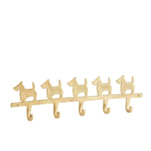 Věšák na kabáty Dogs z hliníku ve zlaté – 57*16*4 cm