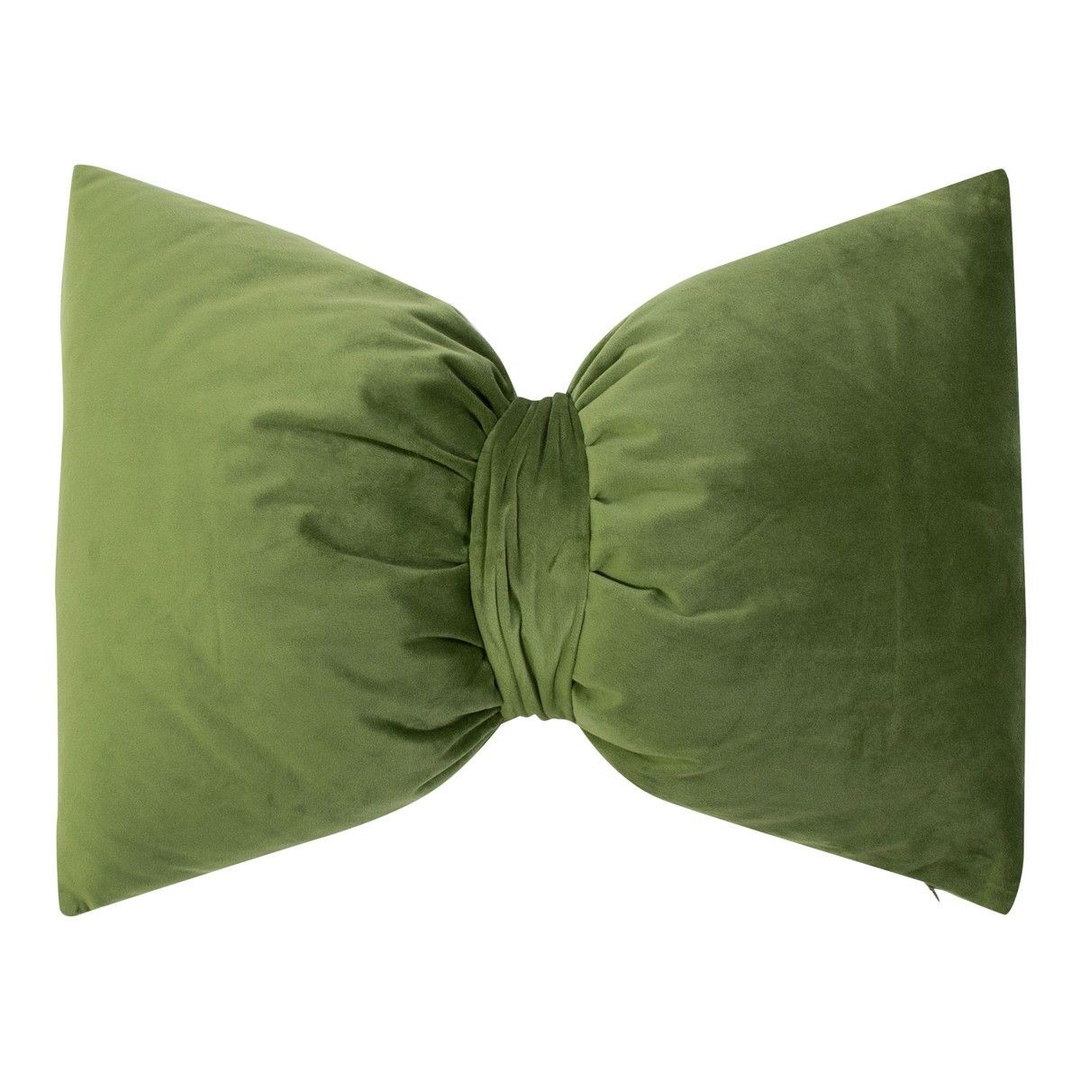 Zelený sametový polštář ve tvaru mašle Bow – 40*60*10 cm
