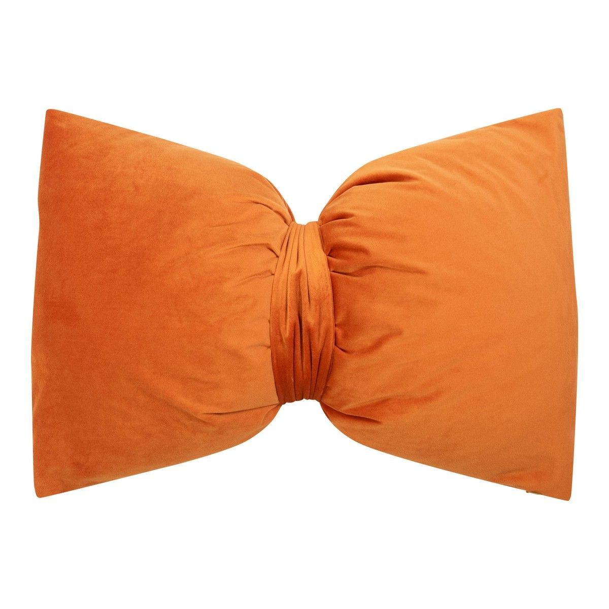 Oranžový sametový polštář ve tvaru mašle Bow orange – 40*60*10 cm