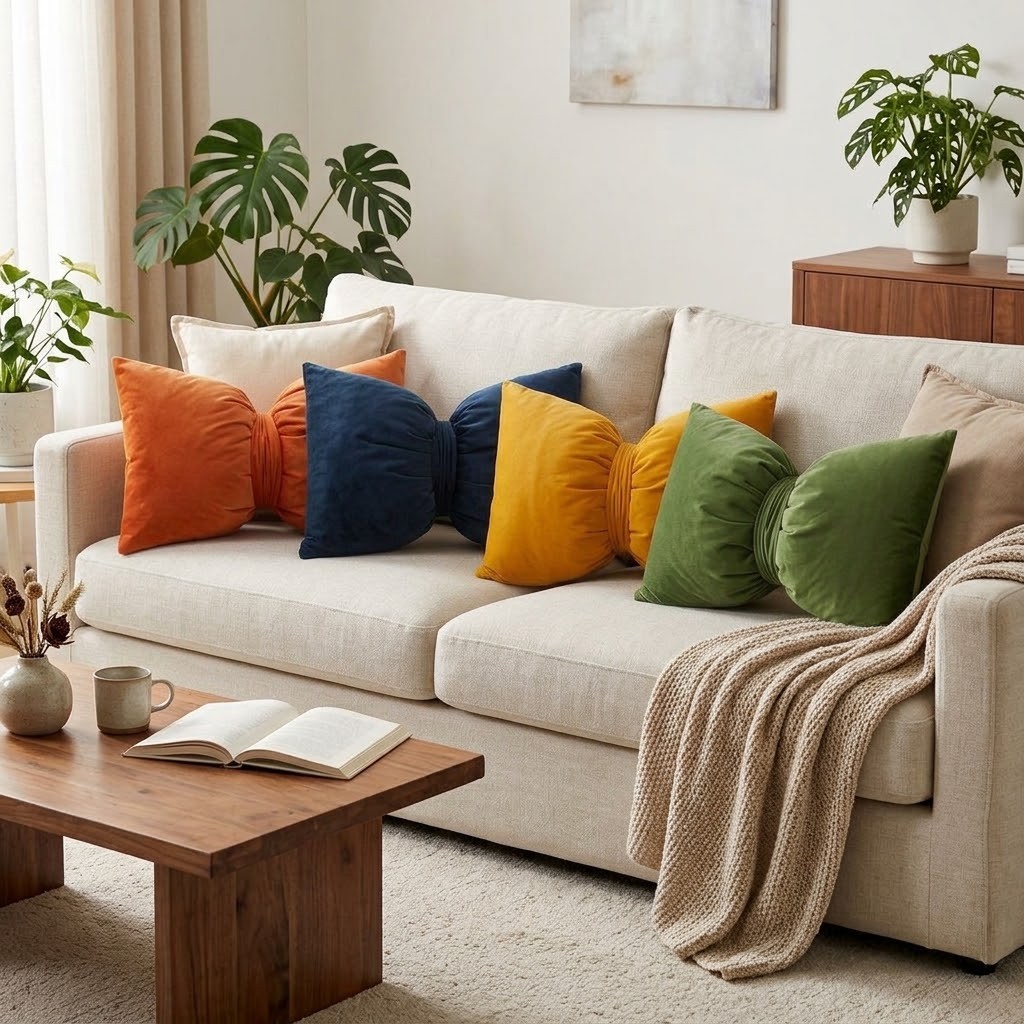 Žlutý sametový polštář ve tvaru mašle Bow honey – 40*60*10 cm Mars & More Žlutý sametový polštář ve tvaru mašle Bow honey – 40*60*10 cm Mars & More