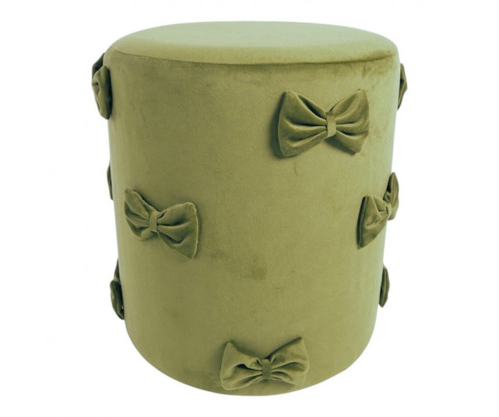 Zelený sametový taburet s mašlemi Pouf Bow green – 37*37*42 cm Mars & More 