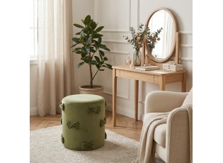 Zelený sametový taburet s mašlemi Pouf Bow green – 37*37*42 cm