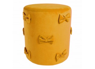 Žlutý sametový taburet s mašlemi Pouf Bow honey – 37*37*42 cm