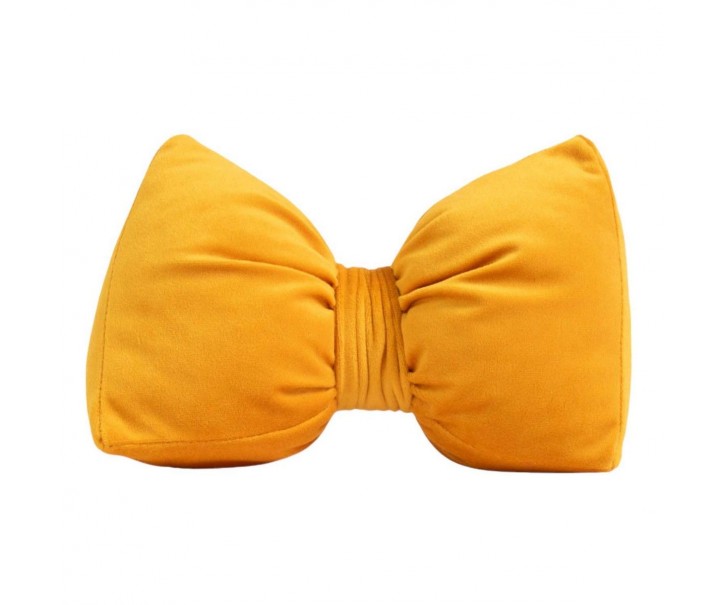Žlutá sametová zarážka do dveří ve tvaru mašle Bow honey – 24*10*16 cm Mars & More 