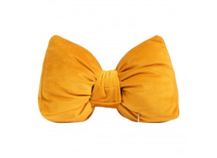 Žlutá sametová zarážka do dveří ve tvaru mašle Bow honey – 24*10*16 cm 