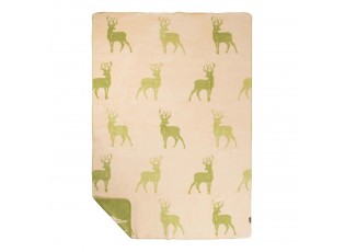 Béžovo-zelený oboustranný pléd s jeleny Deer Olive XL – 150*200*3 cm