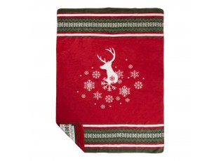 Zeleno-červený pléd s jelenem Christmas Deer XL – 150*200*3 cm