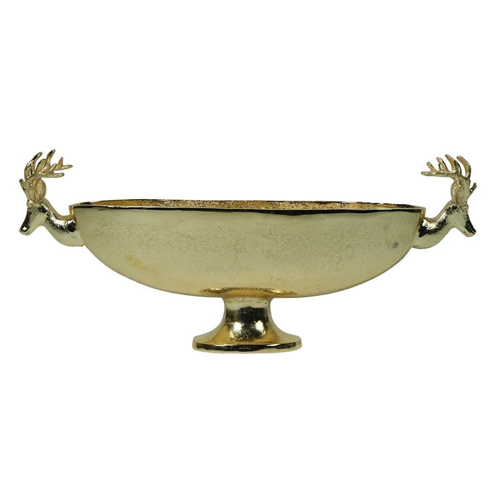 Zlatá oválná mísa se jelenem Deer champagne gold – 68*29*15 cm