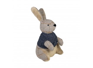 Zarážka ke dveřím šedohnědý králík s kostkovaným vzorem – 31*15*23 cm