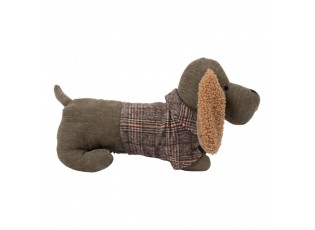 Zarážka ke dveřím jezevčík Dachshund s kostkovaným svetříkem – 35*15*17 cm