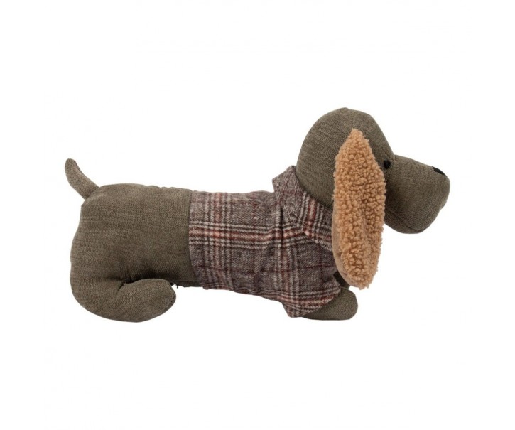Zarážka ke dveřím jezevčík Dachshund s kostkovaným svetříkem – 35*15*17 cm Mars & More 