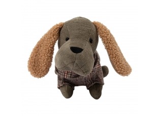 Zarážka ke dveřím jezevčík Dachshund s kostkovaným svetříkem – 35*15*17 cm