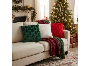 Bílý polštář se vzorem vánočních stromků Christmas Tree – 45*45*10 cm